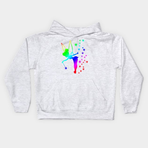 Rainbow Tinkerbell Ombre Sillhouette Kids Hoodie by ijsw